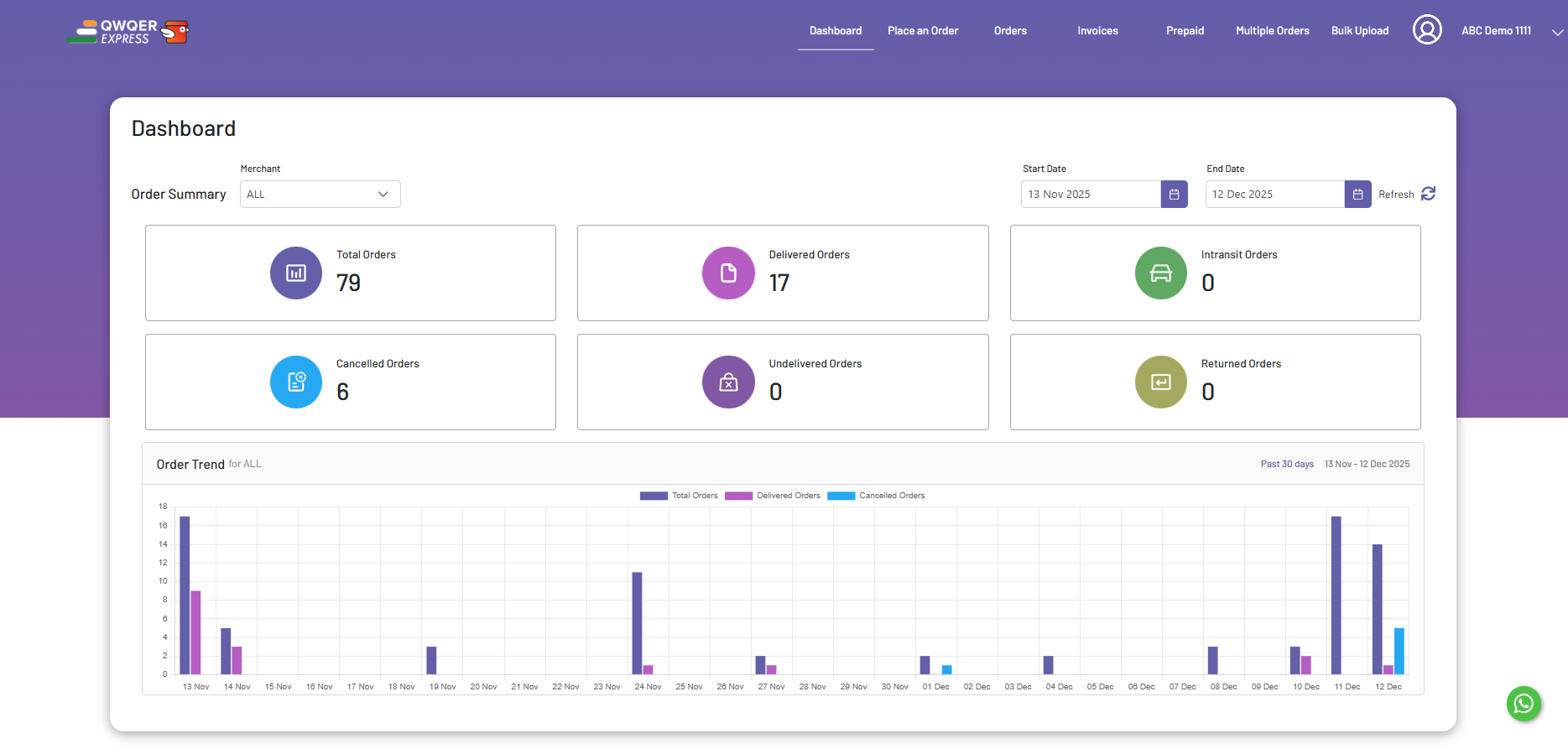 Customer delivery tracking application